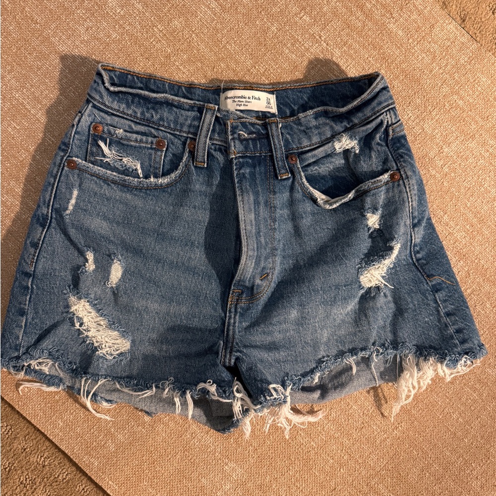 Abercrombie & Fitch Women's Ripped Blue Jean Shorts